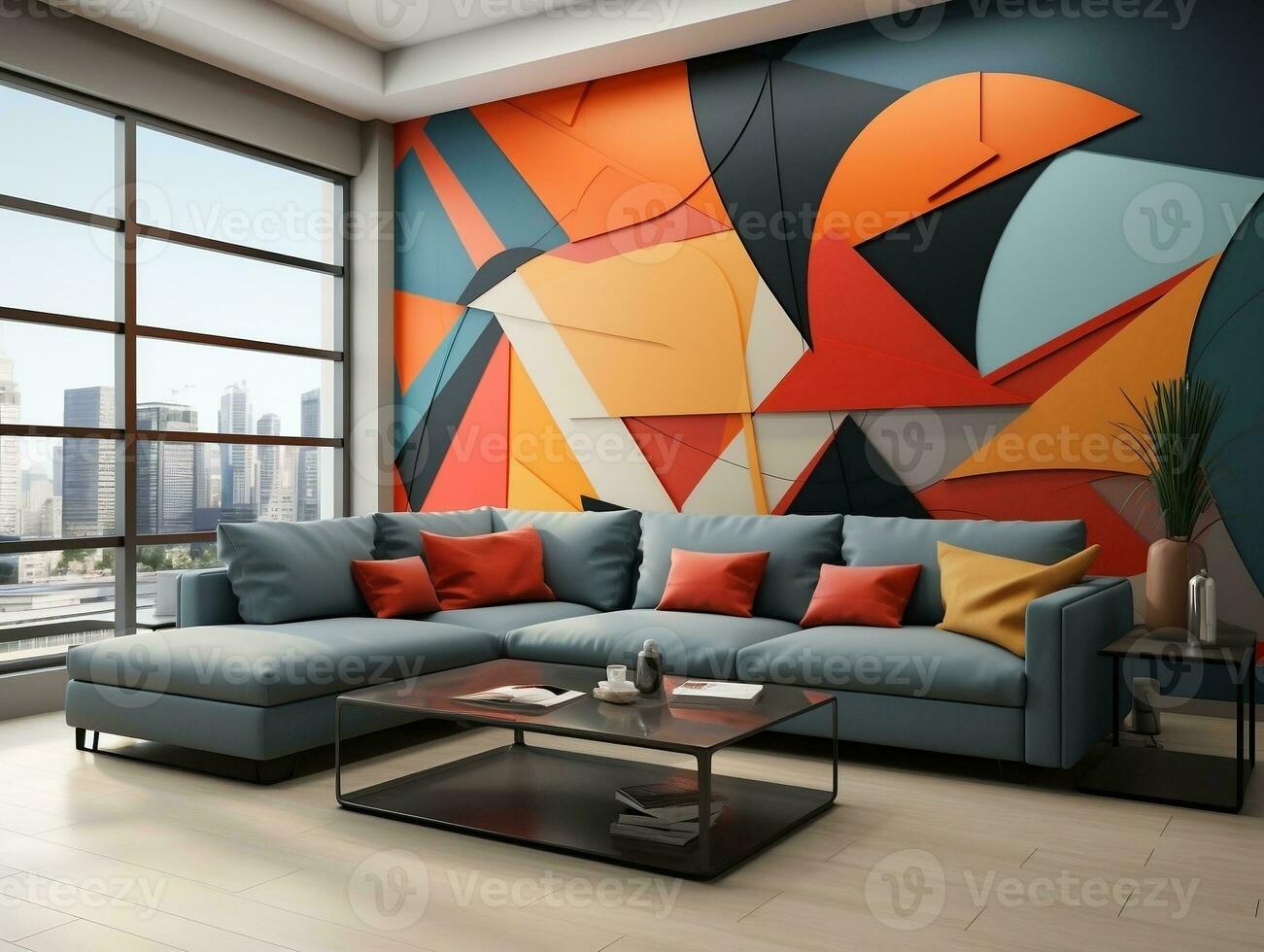 Abstract seamless pattern geometric shape sleek and modern interior graphic pattern for a living room accent wall generative ai photo