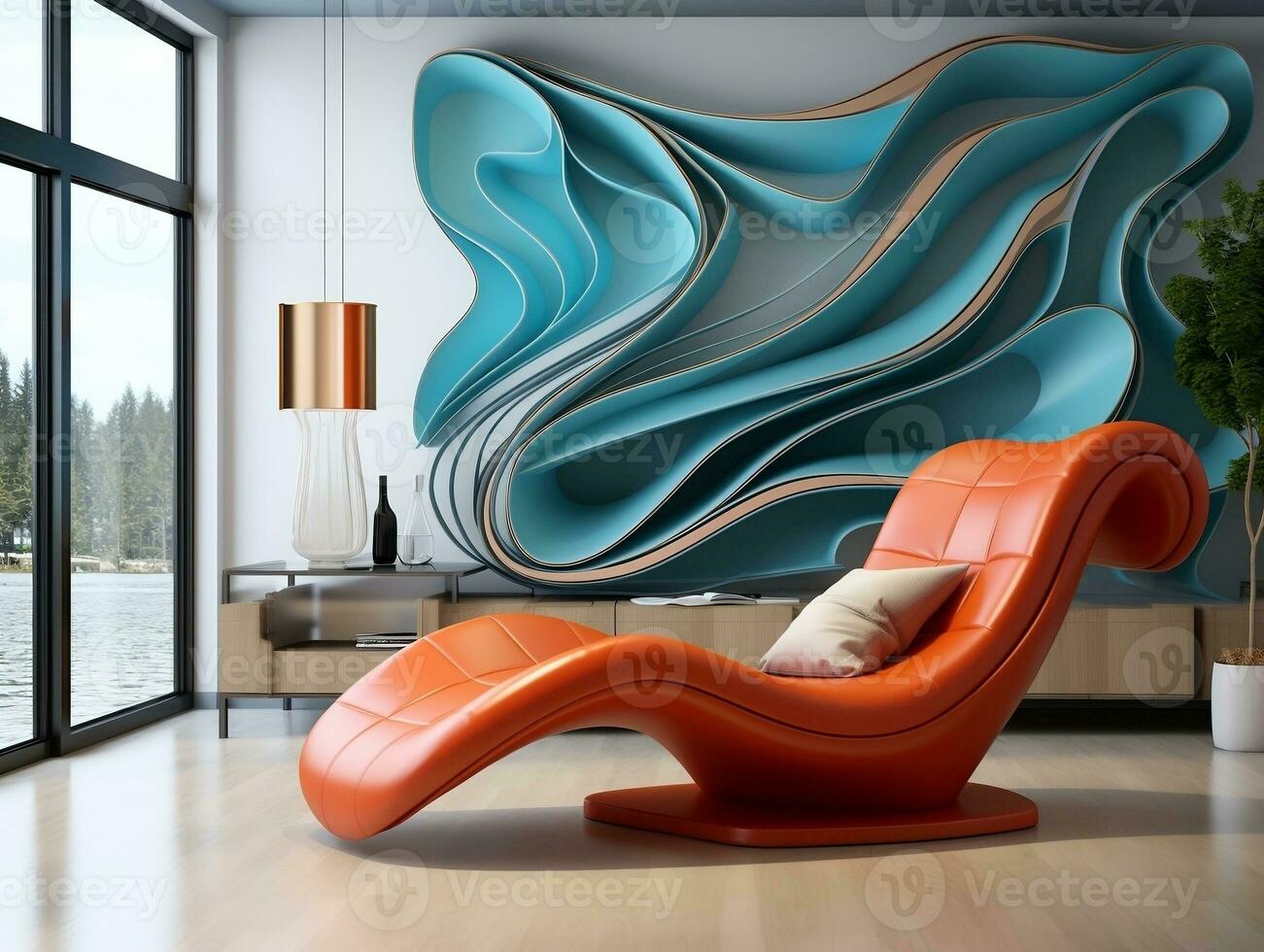 Abstract seamless pattern geometric shape sleek and modern interior graphic pattern for a living room accent wall generative ai photo