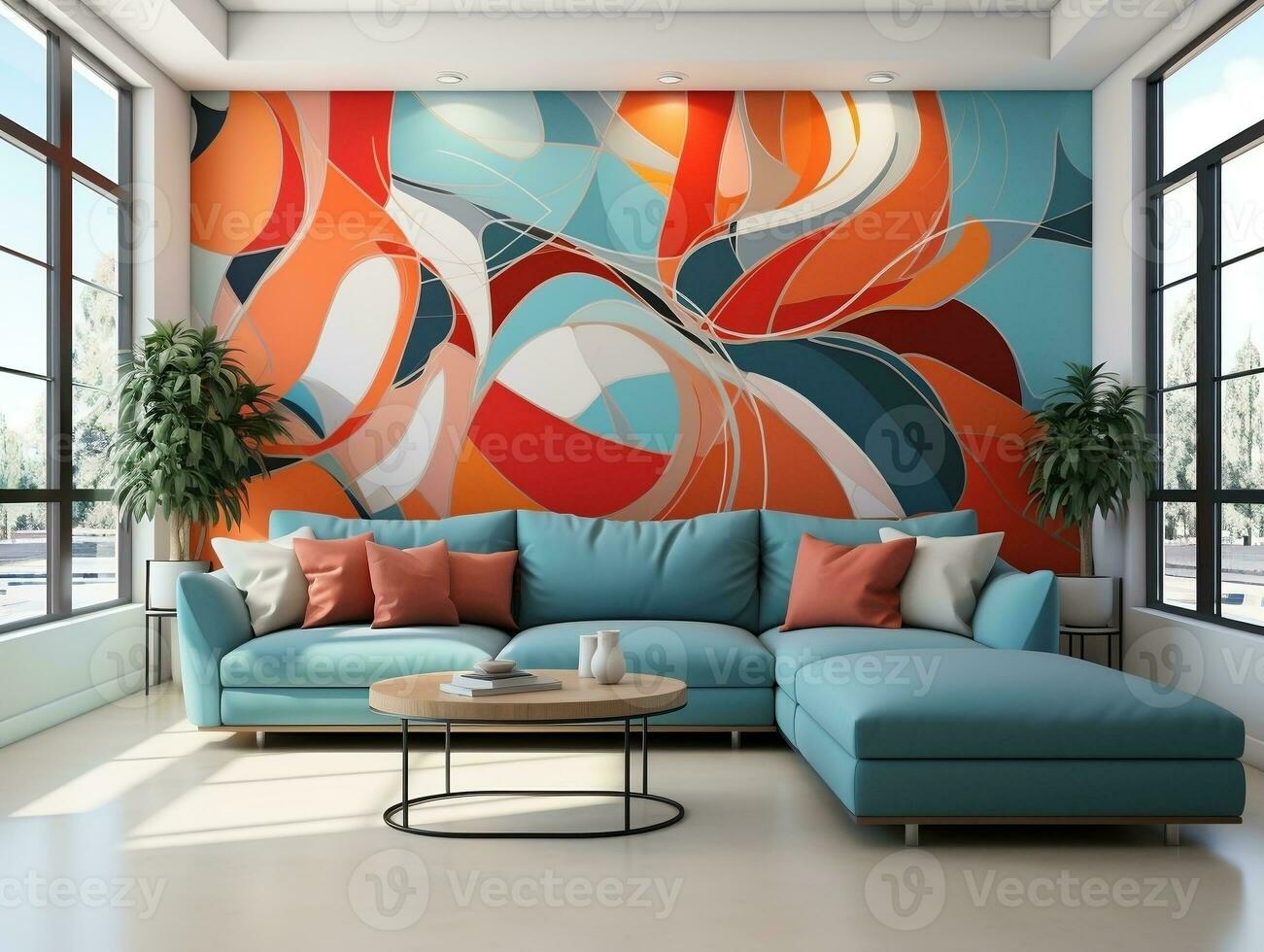 Abstract seamless pattern geometric shape sleek and modern interior graphic pattern for a living room accent wall generative ai photo