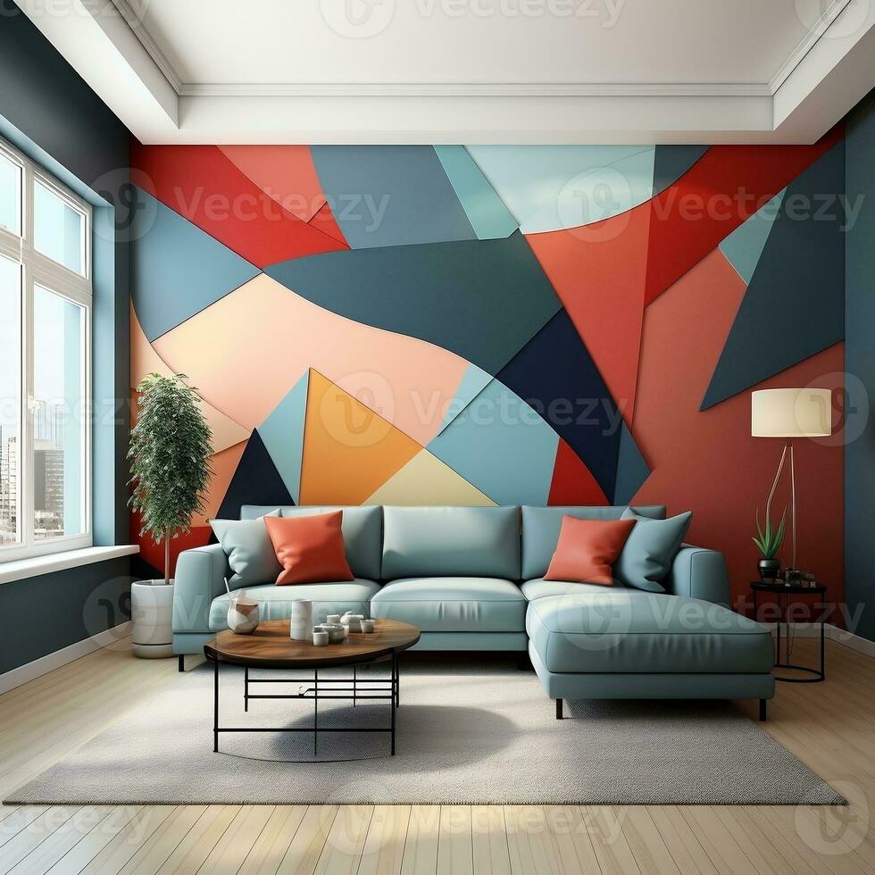 Abstract seamless pattern geometric shape sleek and modern interior graphic pattern for a living room accent wall generative ai photo