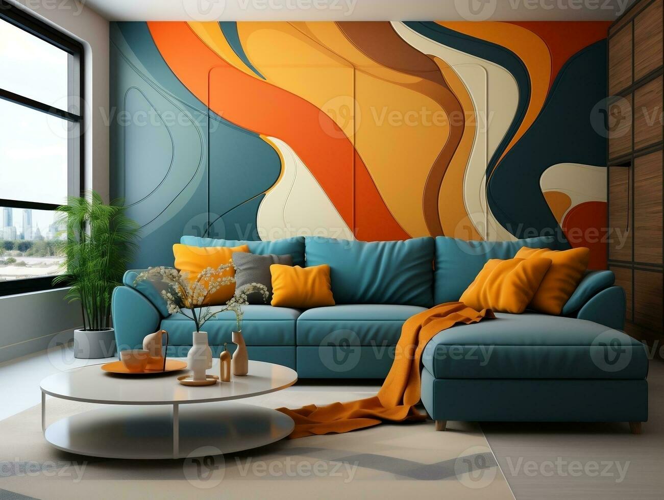 Abstract seamless pattern geometric shape sleek and modern interior graphic pattern for a living room accent wall generative ai photo