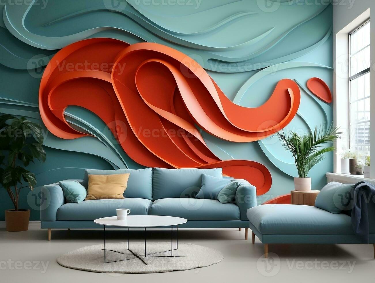 Abstract seamless pattern geometric shape sleek and modern interior graphic pattern for a living room accent wall generative ai photo