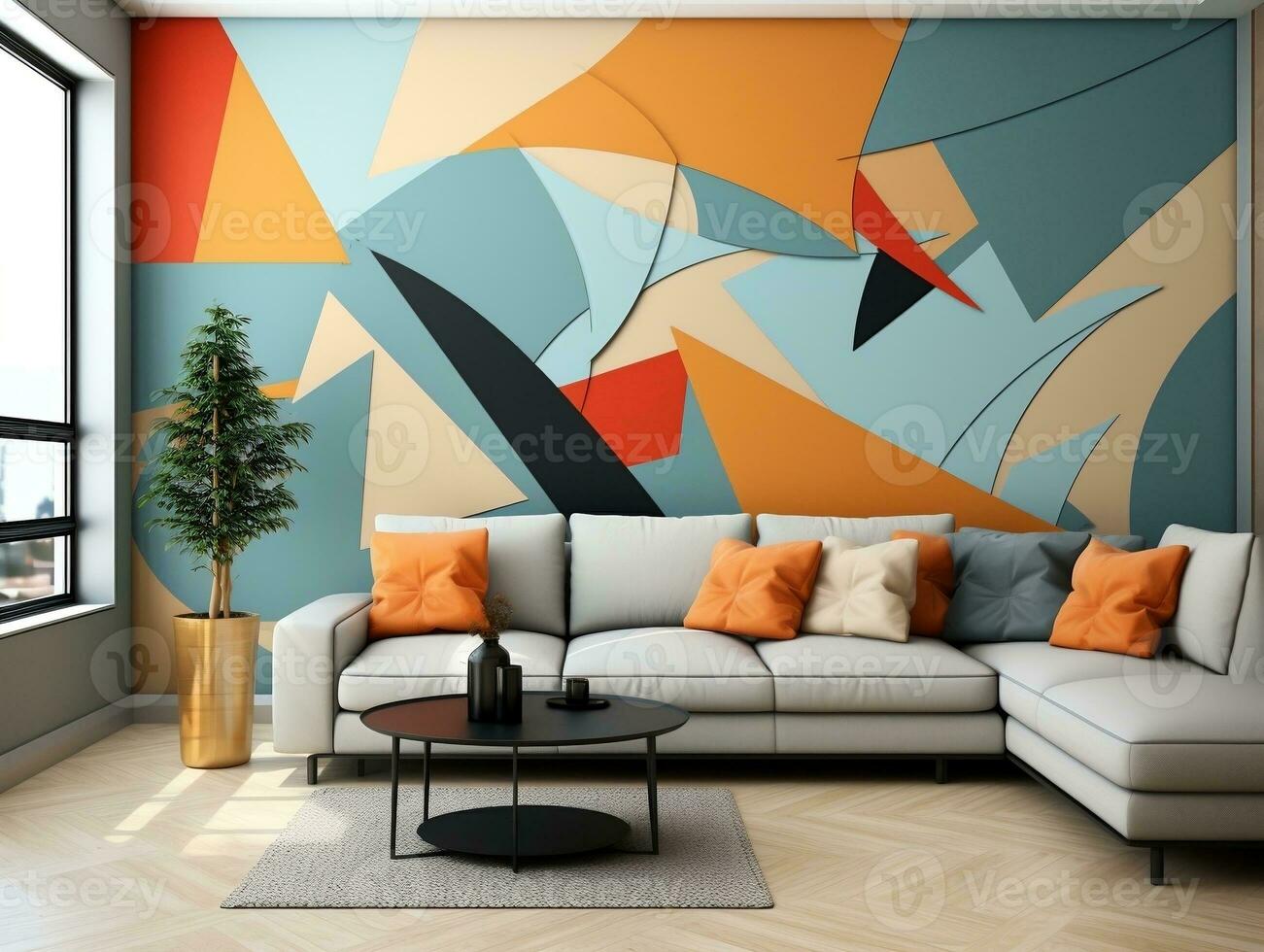 Abstract seamless pattern geometric shape sleek and modern interior graphic pattern for a living room accent wall generative ai photo