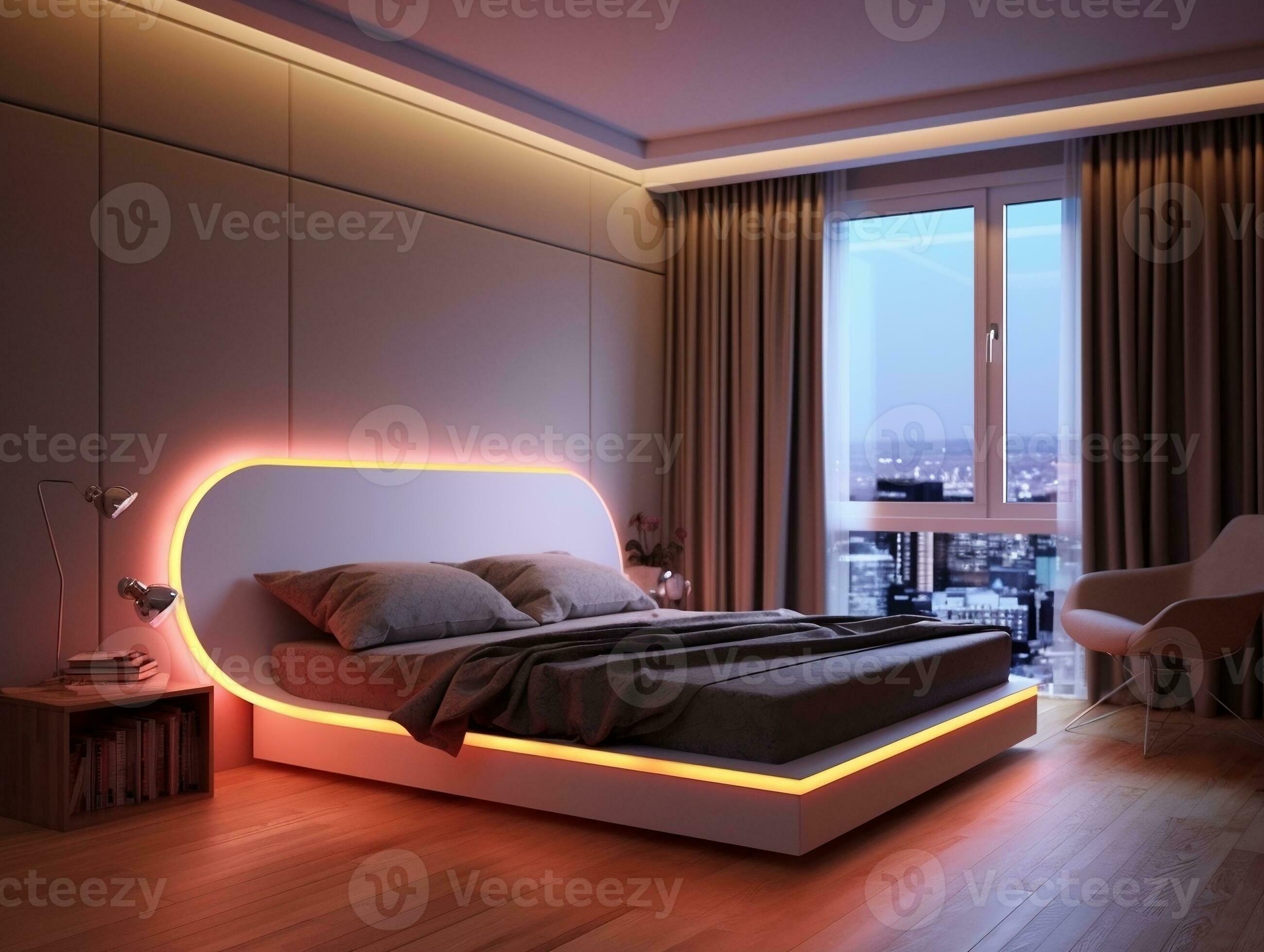 Modern bedroom sales with led lights