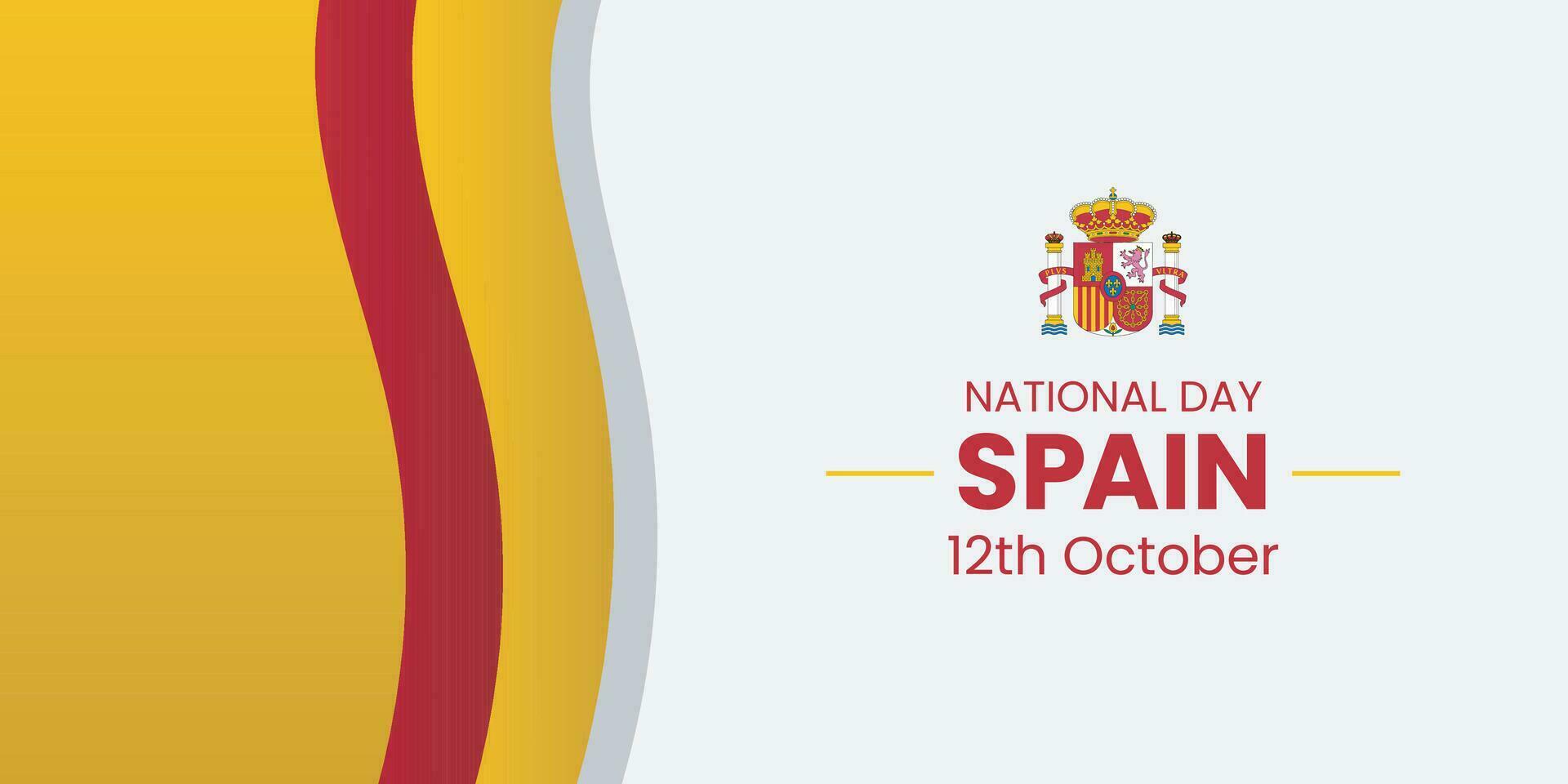 Spain National Day Banner or Post Template. Happy Independence Day Spain 12th October. Espana or Espania modern design. Flag of Spain with typography red yellow color vector