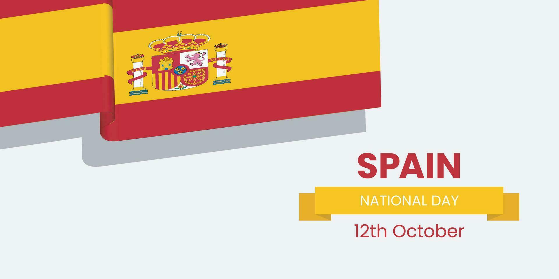 Spain National Day Banner or Post Template. Happy Independence Day Spain 12th October. Espana or Espania modern design. Flag of Spain with typography red yellow color vector