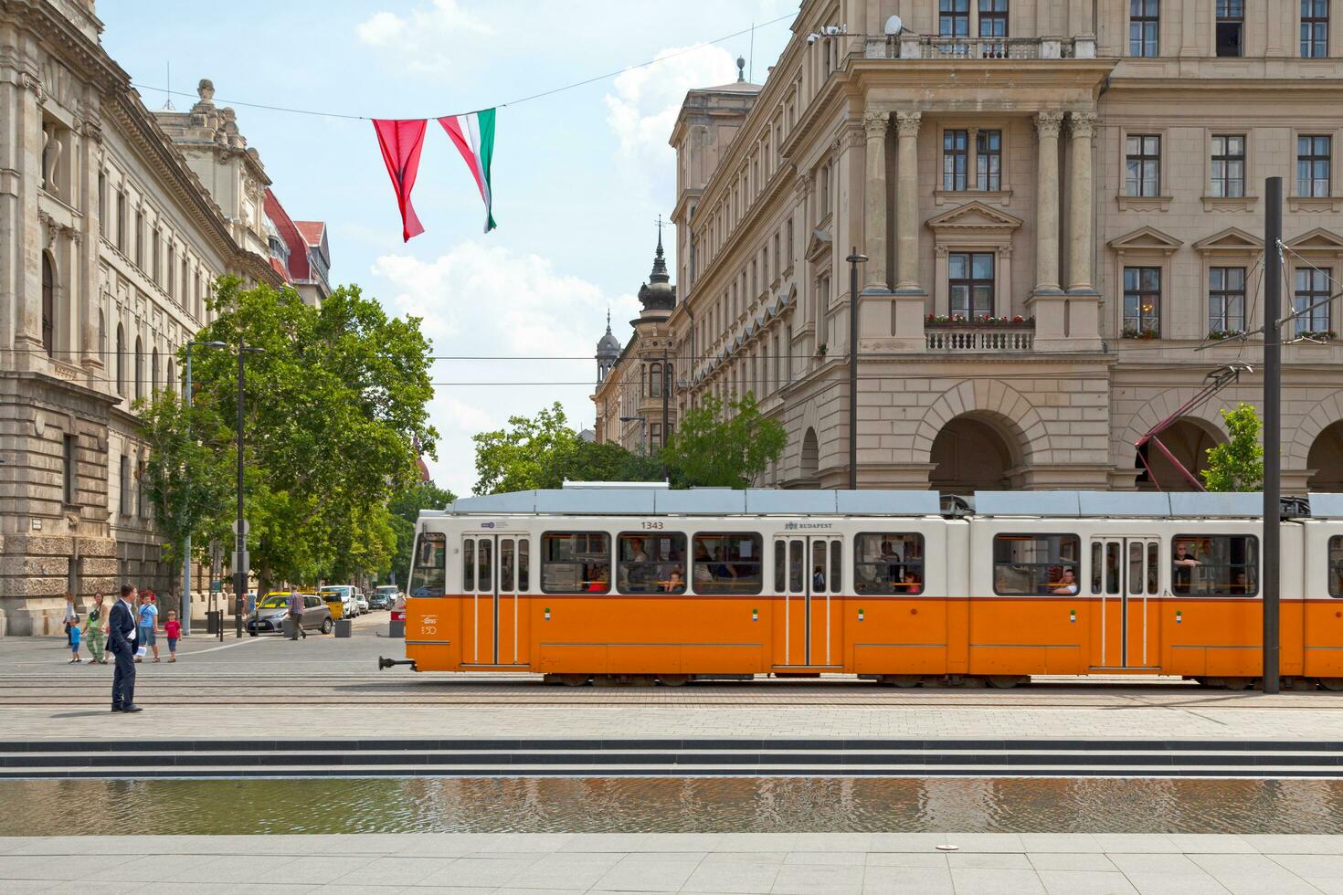 Budapest, Hungary - June 20 2018 - Tramway at Kossuth Lajos Square photo