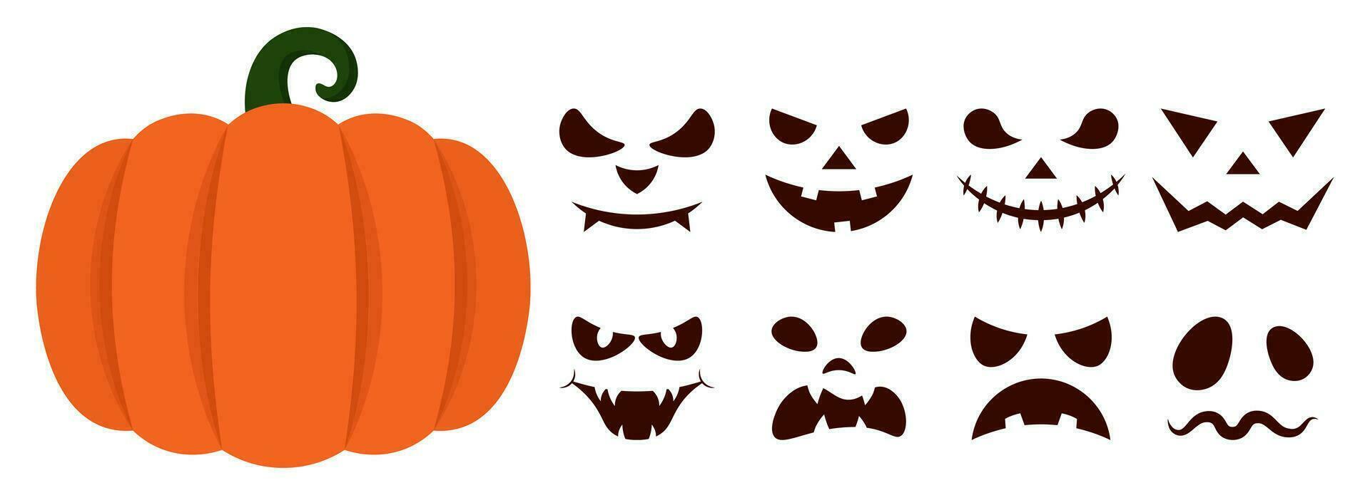 Víspera de Todos los Santos generador. calabaza caras. vector ilustración en plano estilo