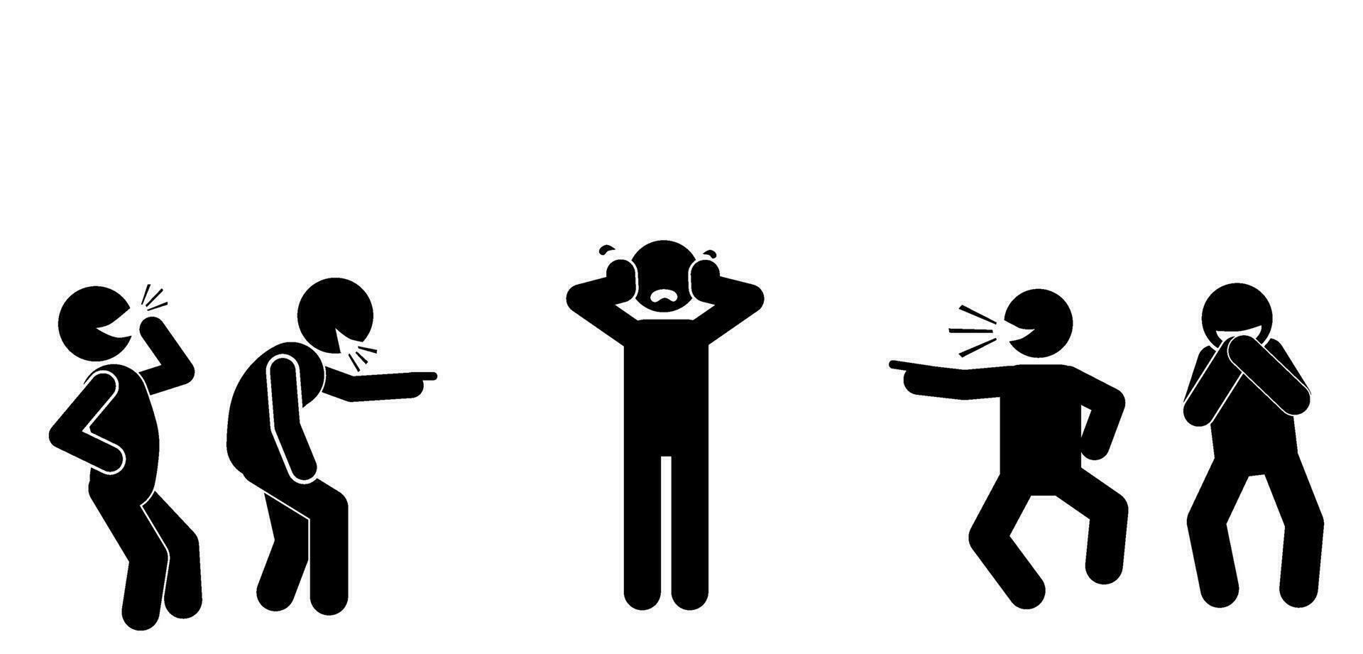 flat illlustraion vector  stick figure,stickman,pictogram bullying harassment