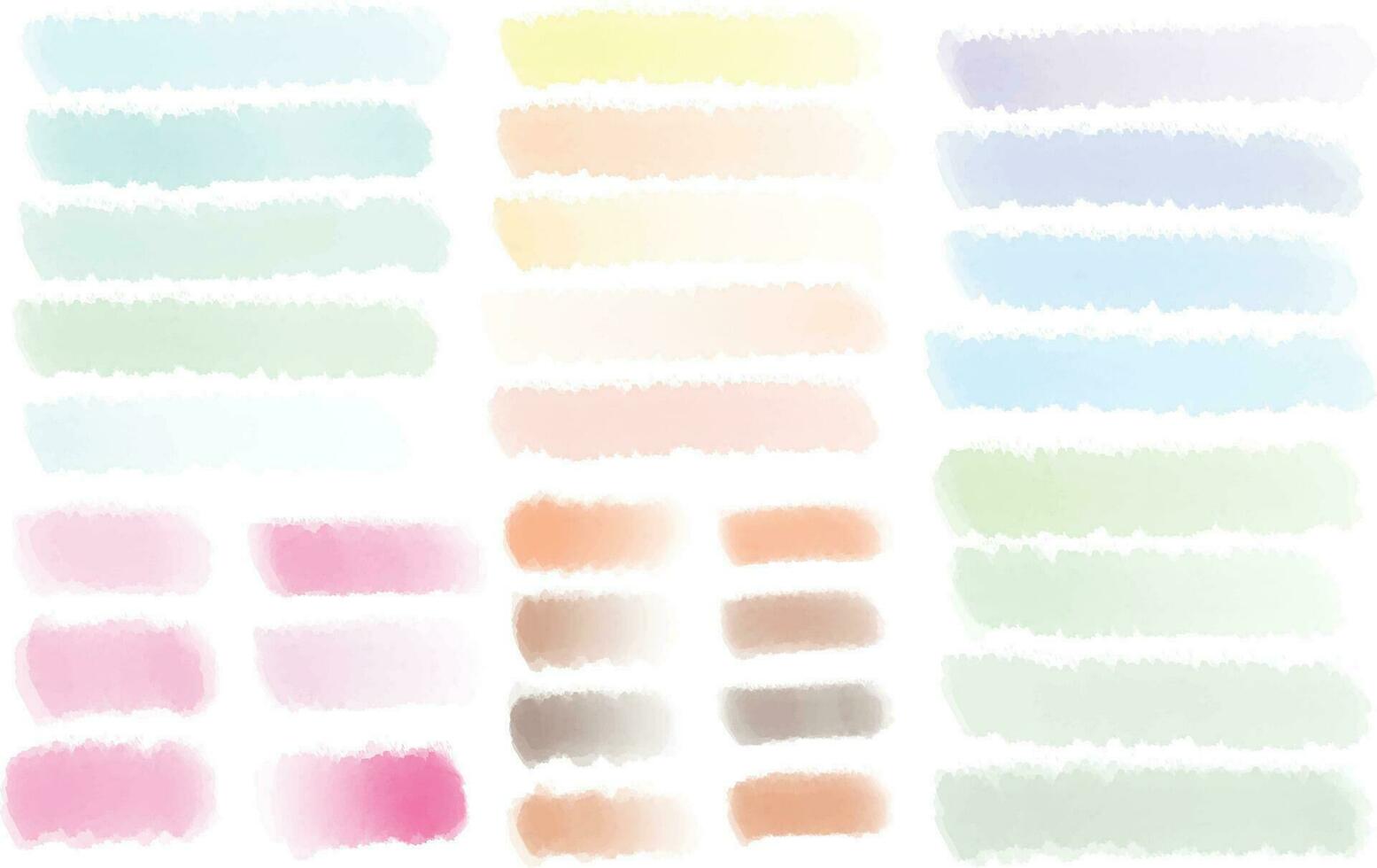 Set of colorful watercolor brush strokes vector