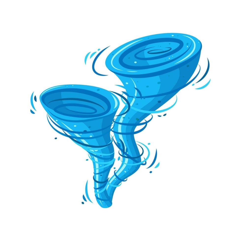 Dual whirlpool cyclone isolated in white background. Water whirlpool for game design. Vector illustration