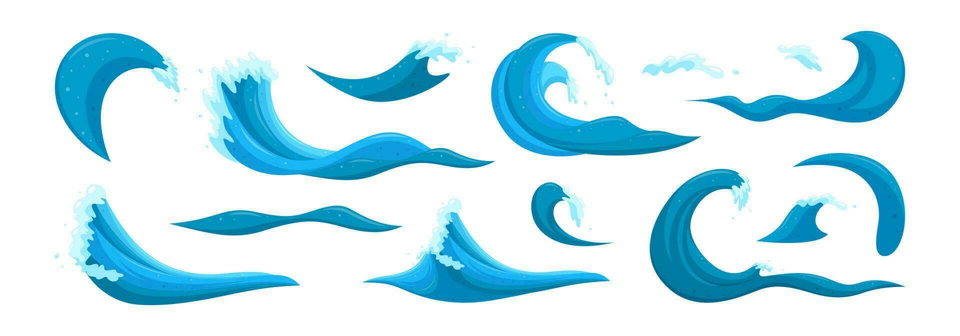 Tropical tsunami wave in cartoon style. Ocean surfing wave forming a barrel. Vector illustration