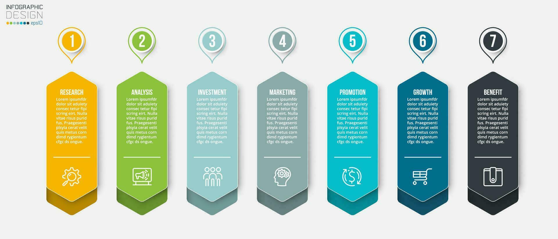 concepto de negocio de plantilla infográfica con paso. vector