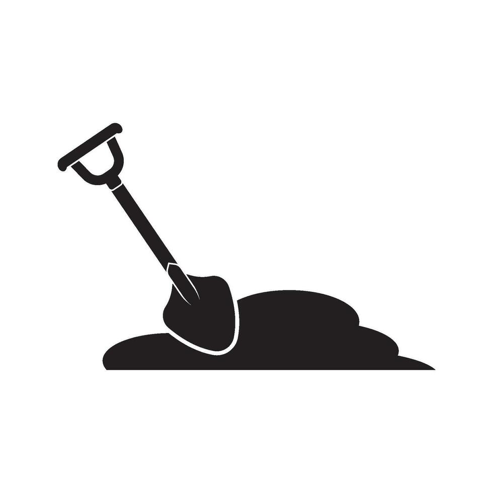 Shovel vector icon illustration logo template.