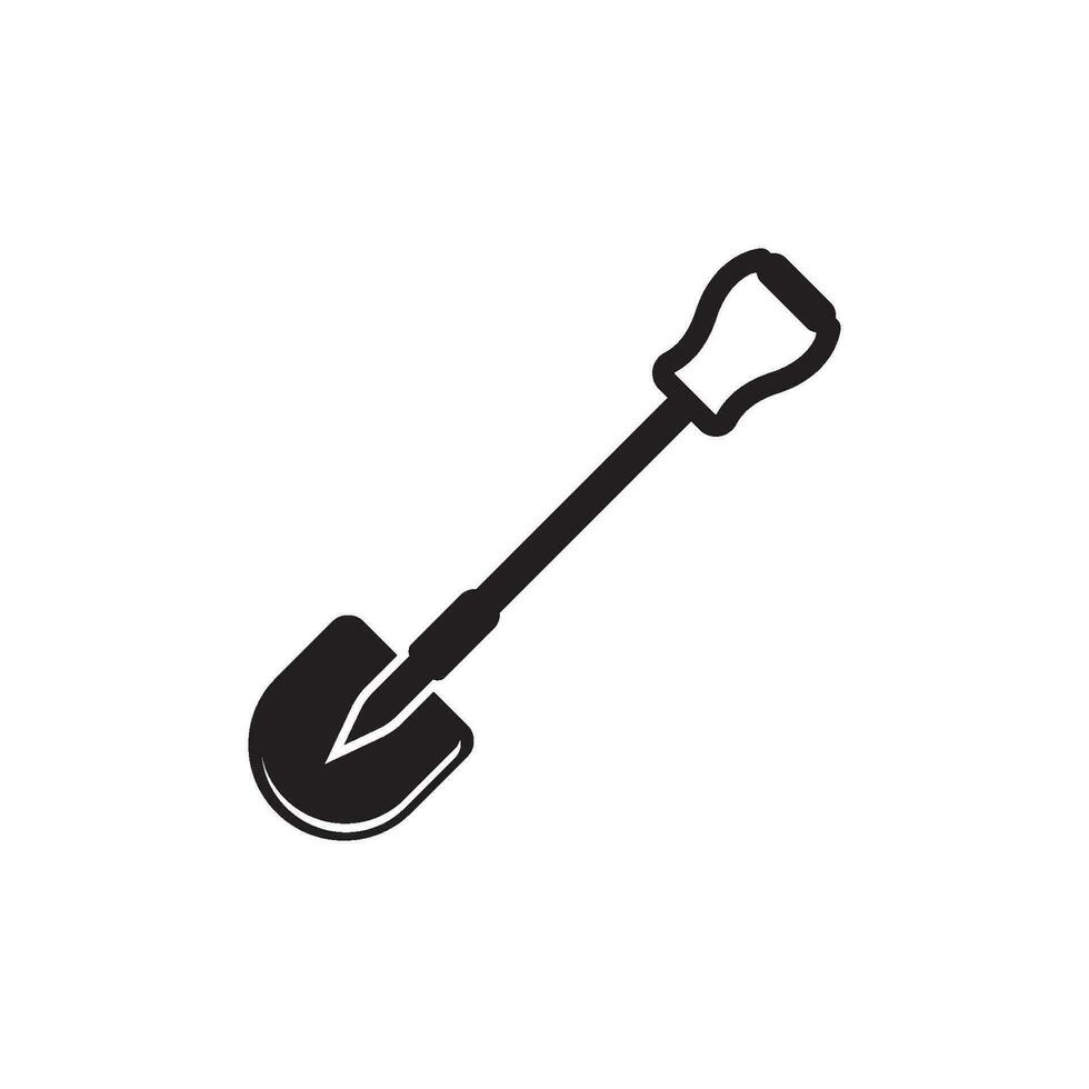 Shovel vector icon illustration logo template.