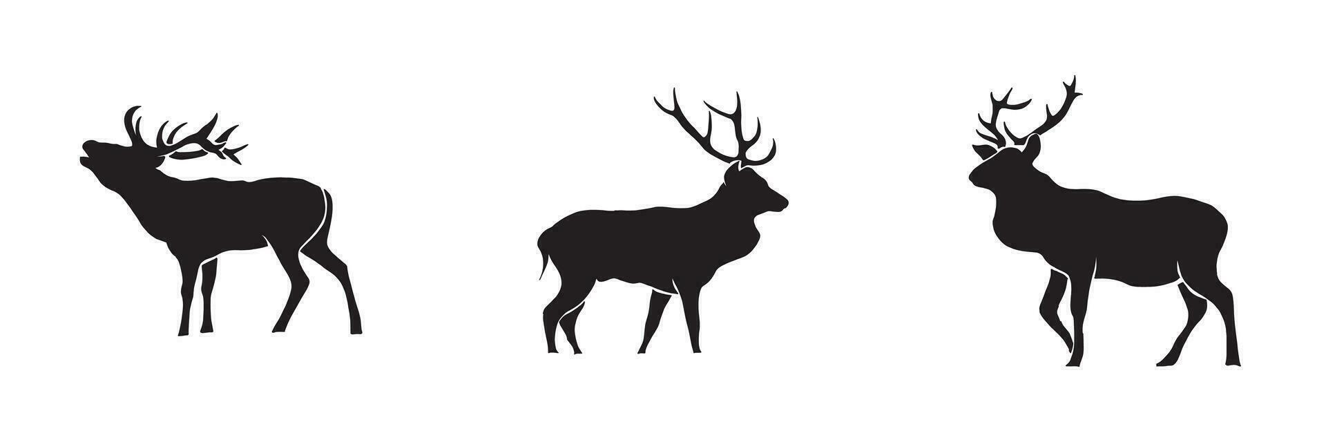 deer vector illustration. Deer Silhouette on White Background. Deer silhouette in the wild. Deer silhouette.