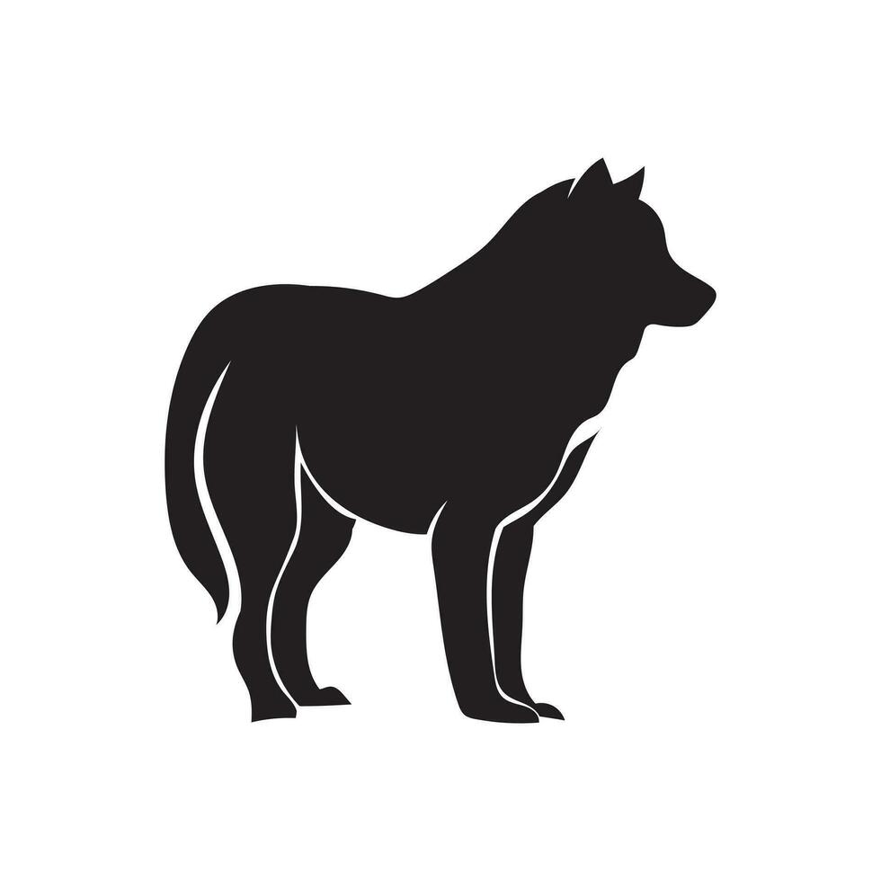 lobo gráfico icono. lobo se sienta y aullidos firmar aislado en blanco antecedentes. vector ilustración. ilustración de, negro lobo, clamoroso