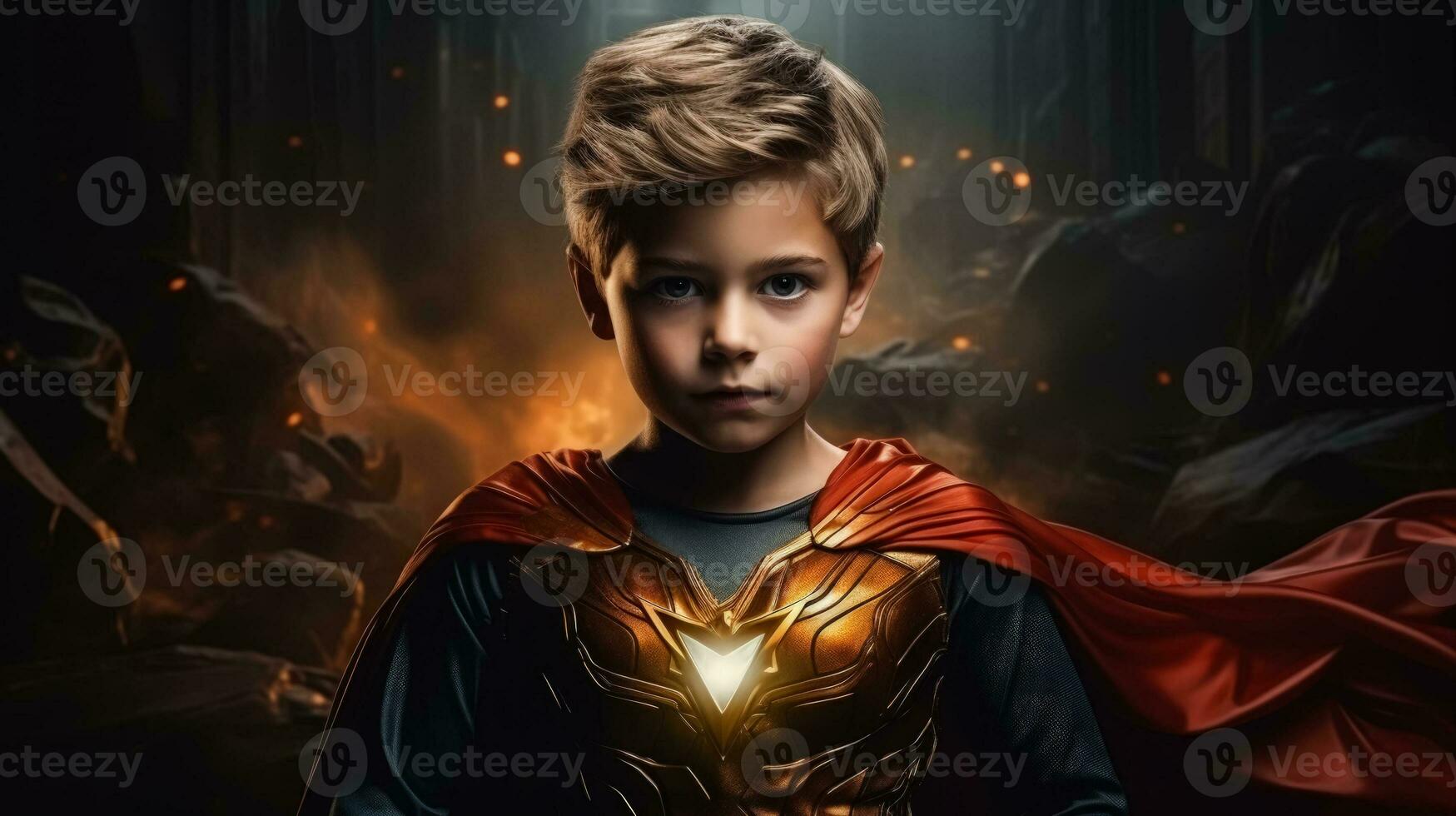 Being a superhero with special powers on dark background with a place for text photorealism photo