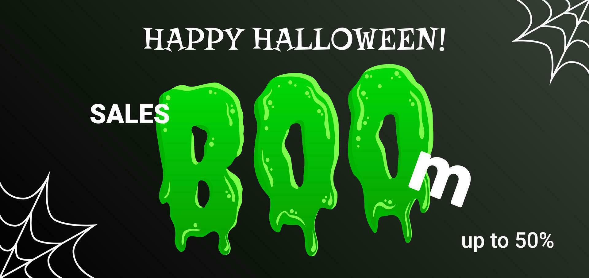 Halloween Sales Boom banner, flyer, leaflet with stylized text and invitation vector