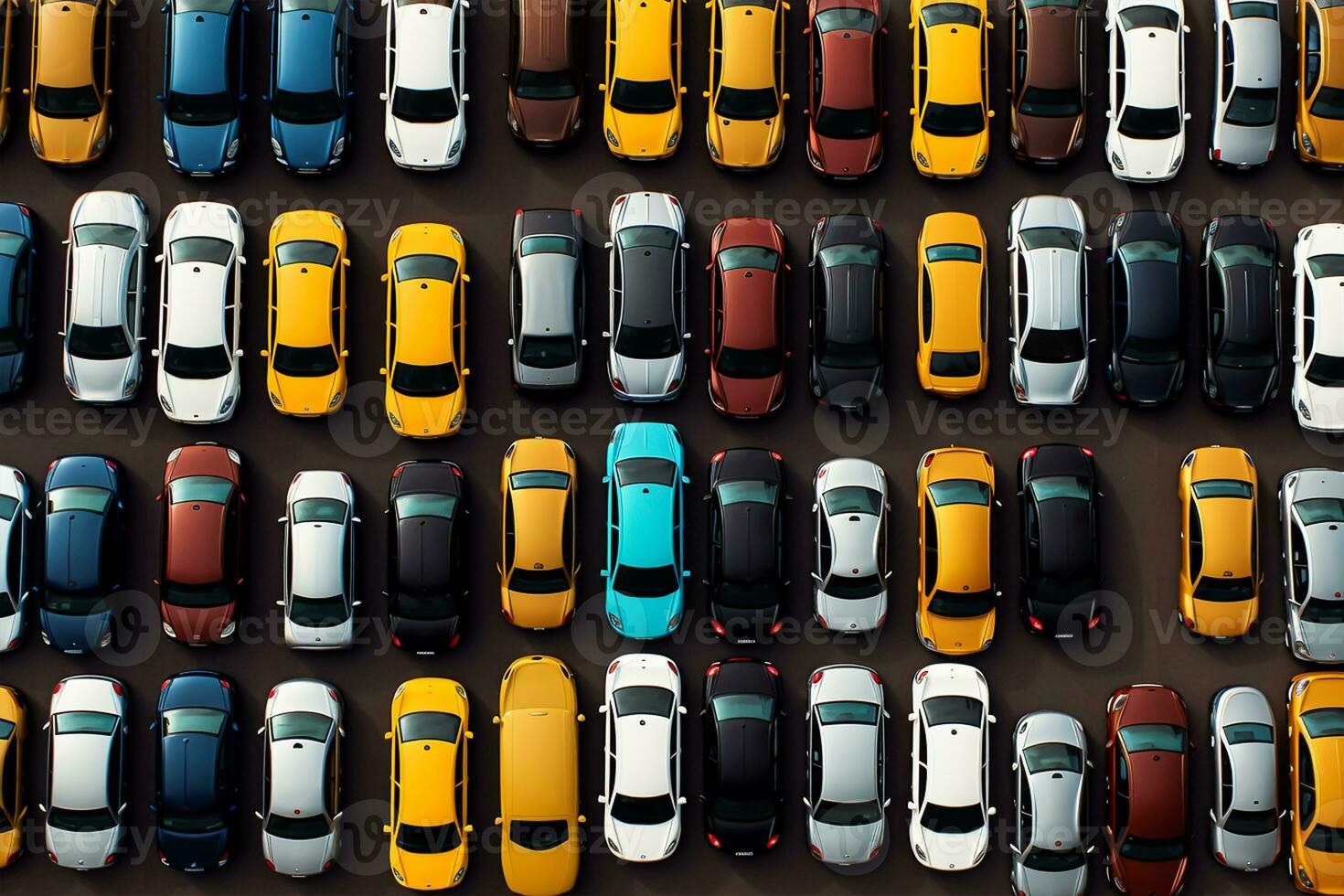 Top view of a row of cars on a dark background photo