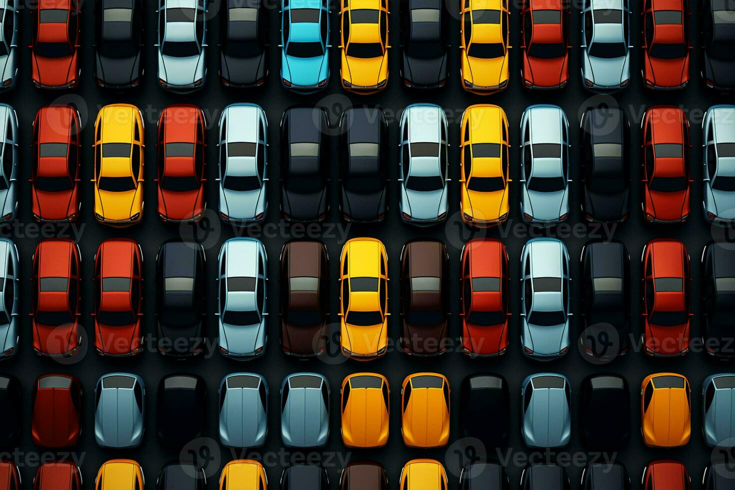 Top view of a row of cars on a dark background photo