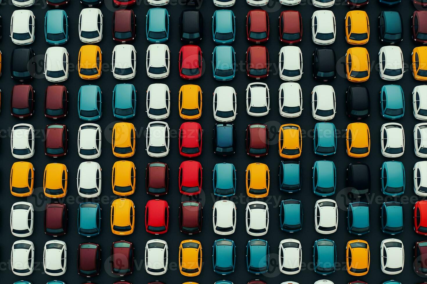 Top view of a row of cars on a dark background photo