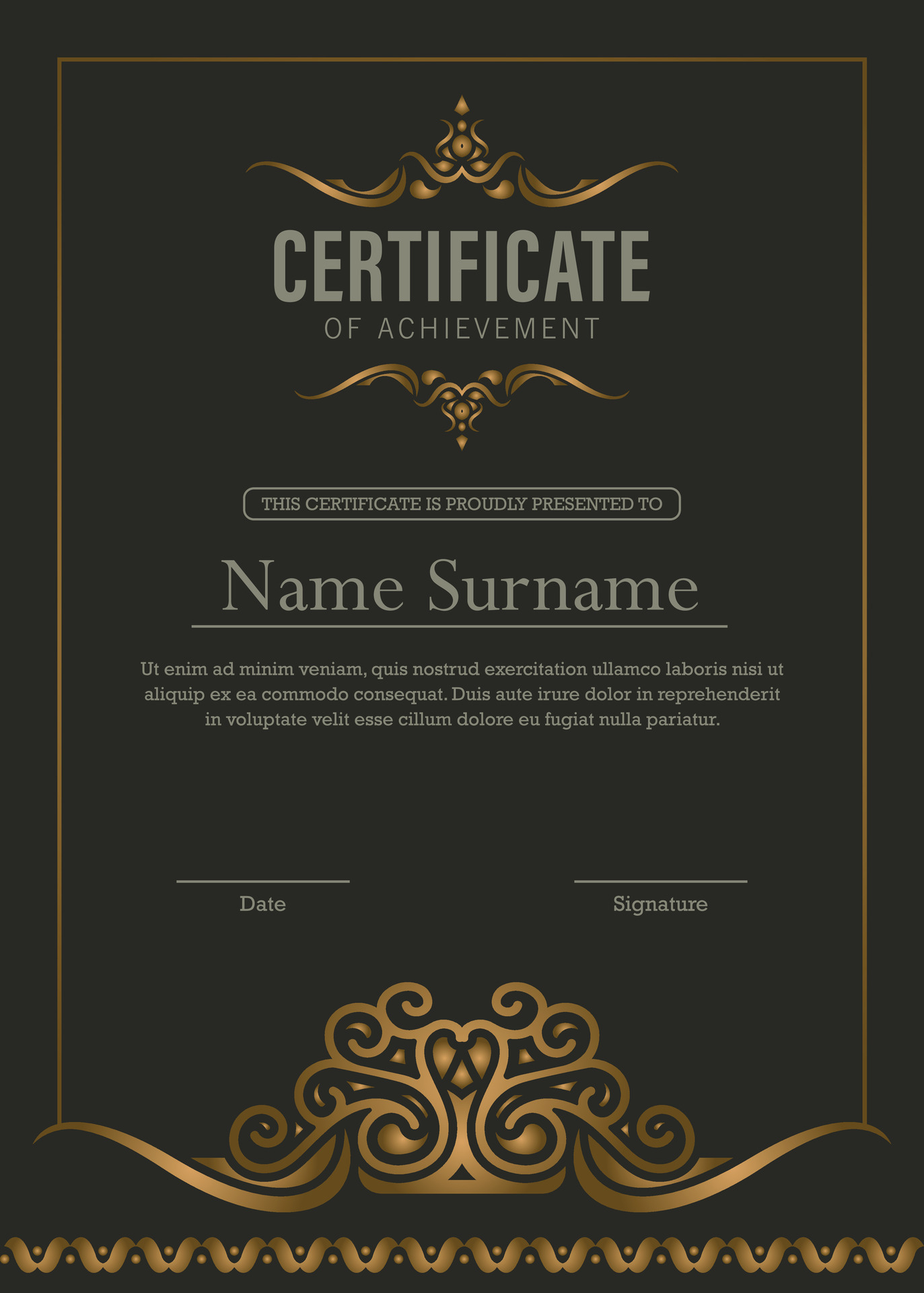 Luxury gold certificate with gold frame color 27423525 Vector Art at