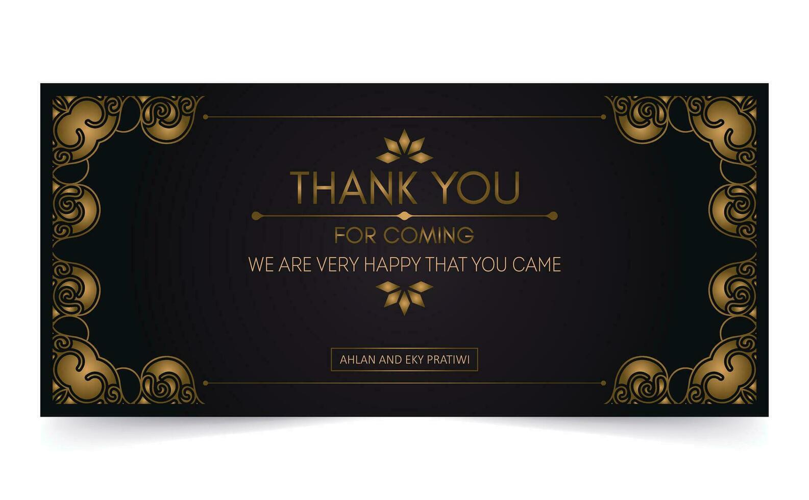 classic gold thank you wedding card vector