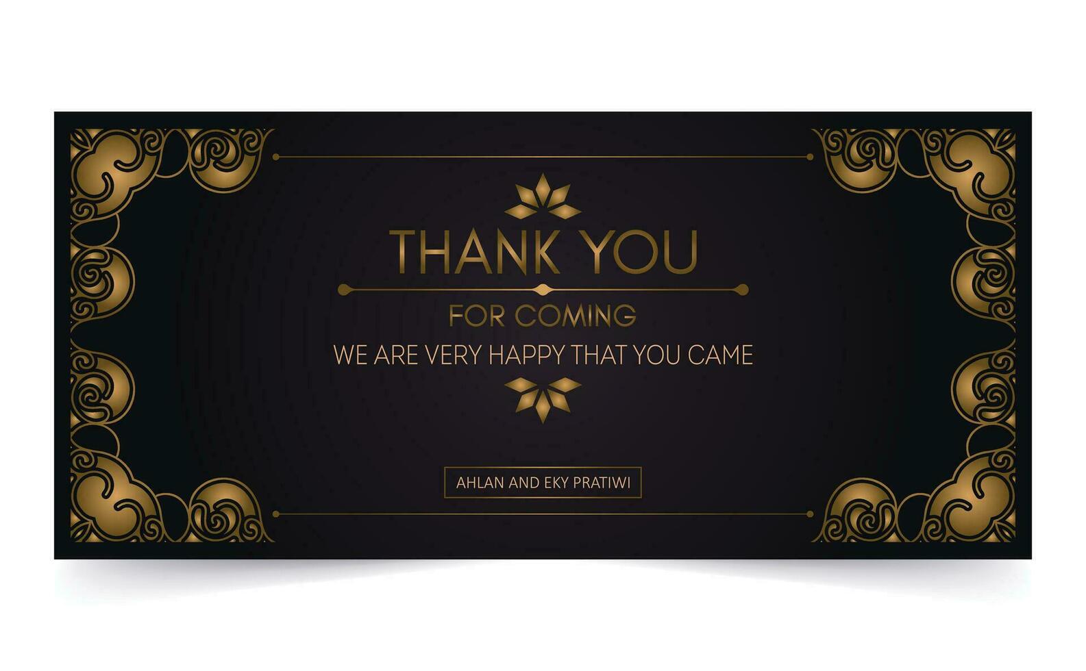 classic gold thank you wedding card vector