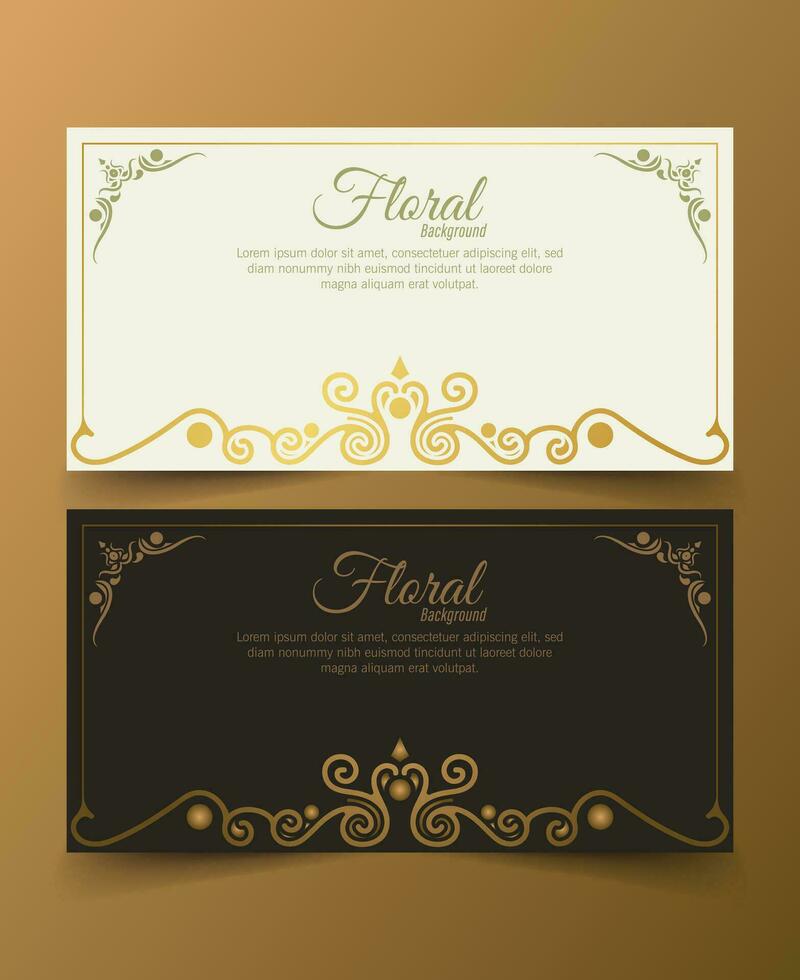 fondo de marco floral decorativo dorado de lujo vector