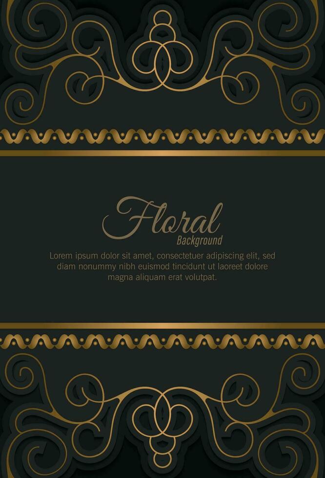 fondo de marco floral decorativo dorado de lujo vector