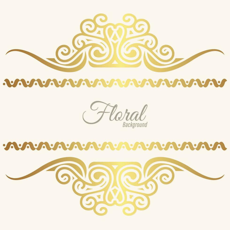 Floral background golden banner design vector