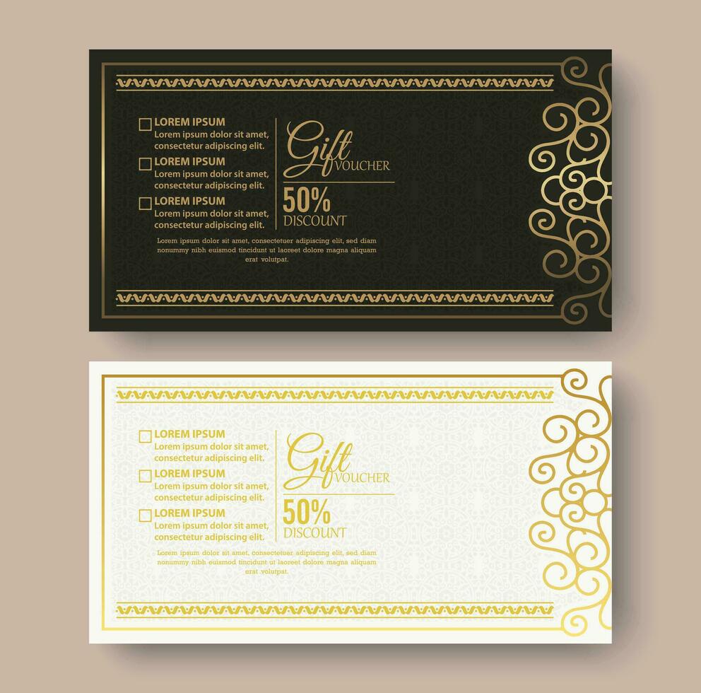 Menu restaurant luxury gift voucher design template vector