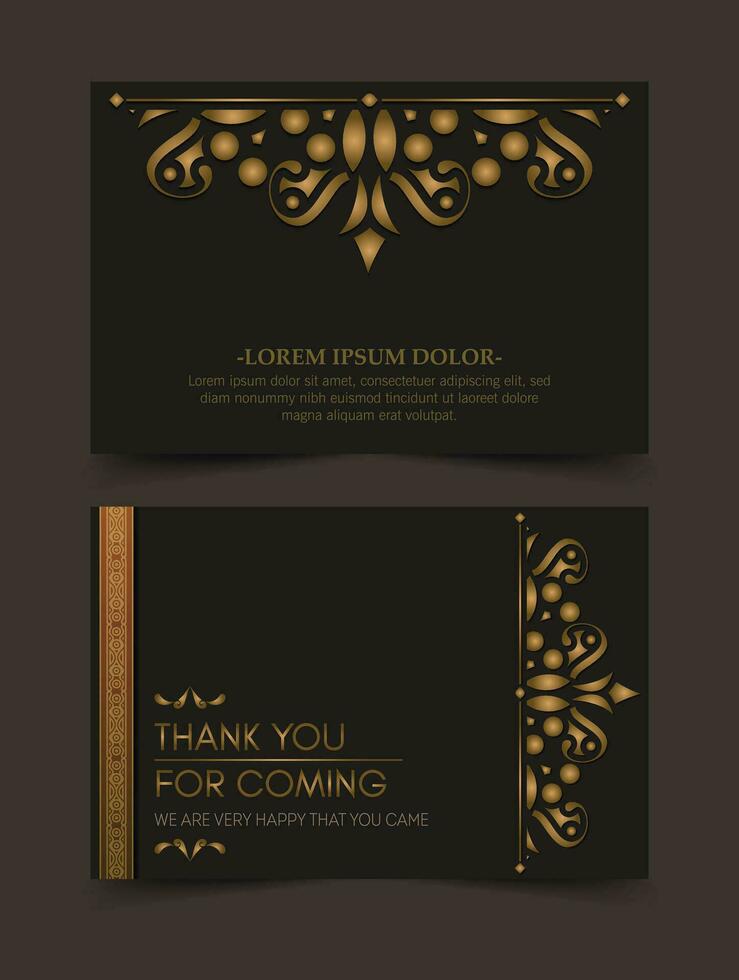 classic gold thank you wedding card vector