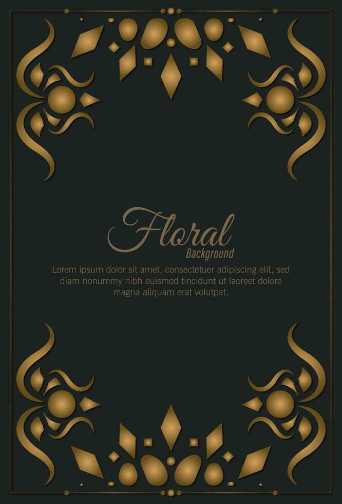 fondo de marco floral decorativo dorado de lujo vector