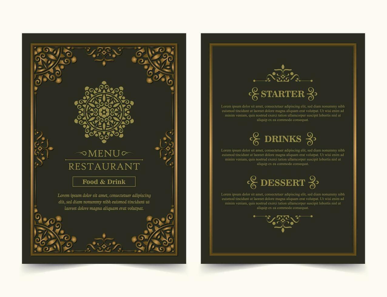 Elegant restaurant menu cover with logo ornament vector