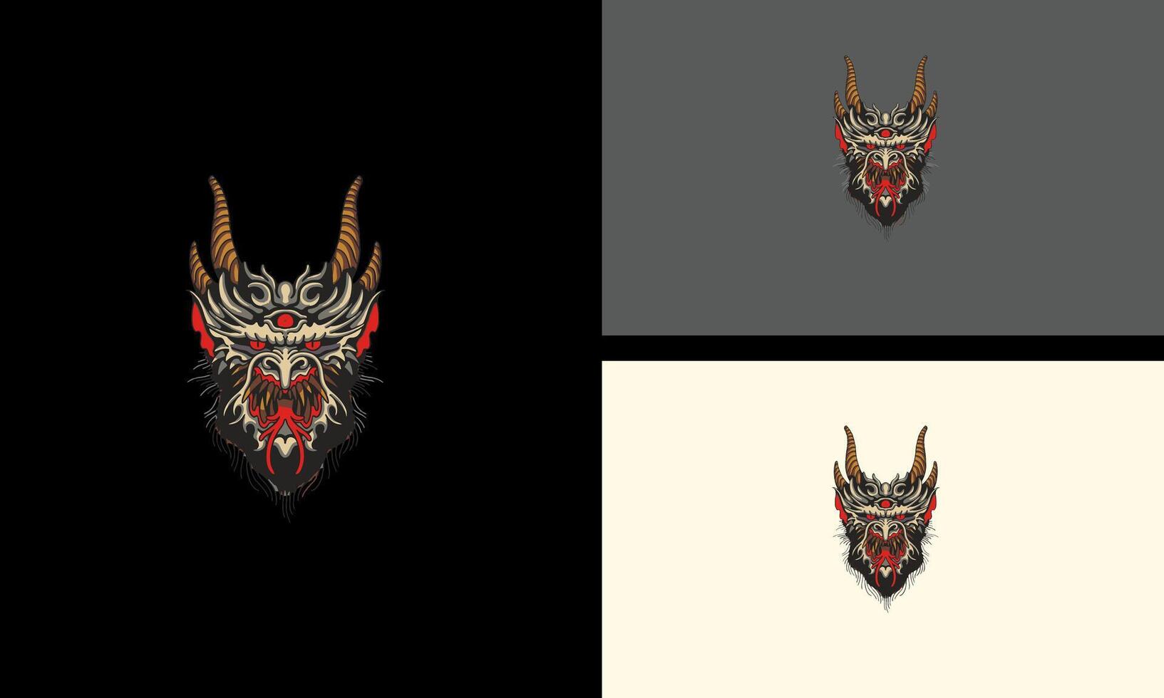 head devil with horn vector mascot design