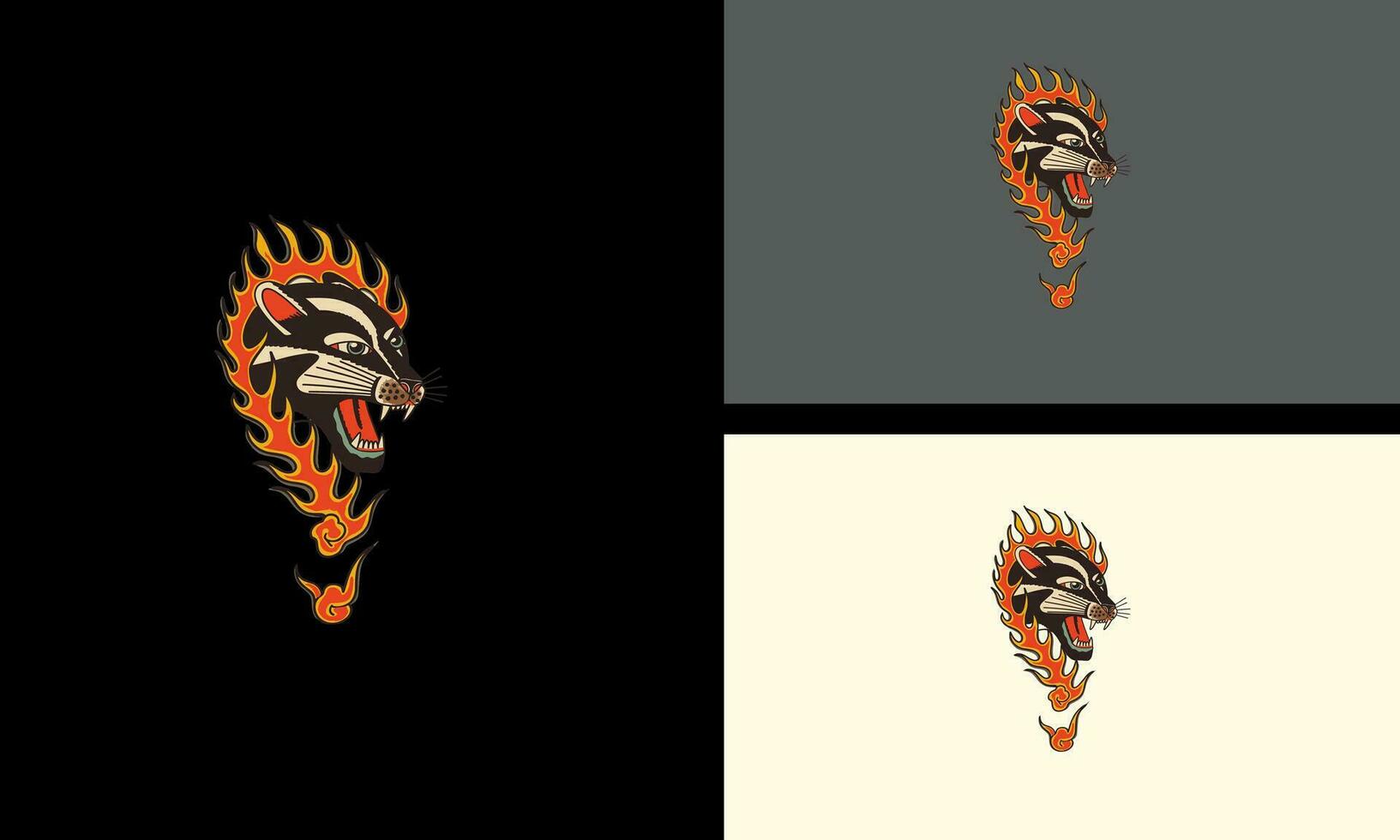 head cheetah and flames vector mascot design