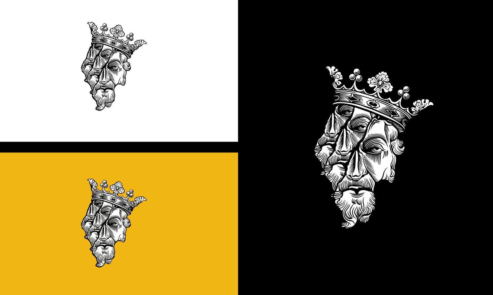 face old man wearing crown vector outline design