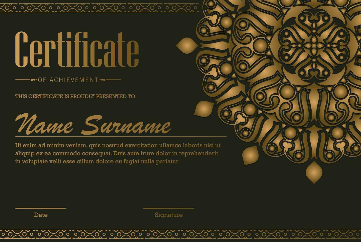 Luxury mandala certificate award diploma vector