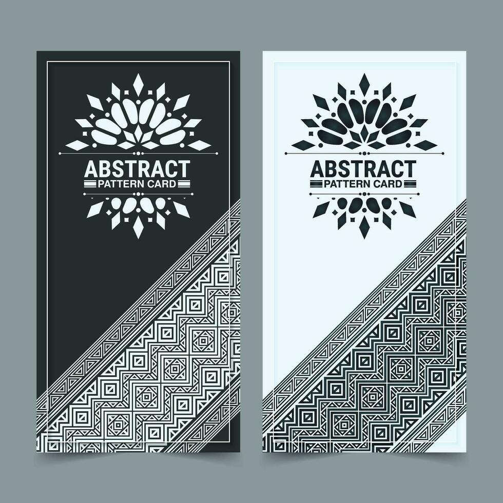 Flat border line pattern card design vector