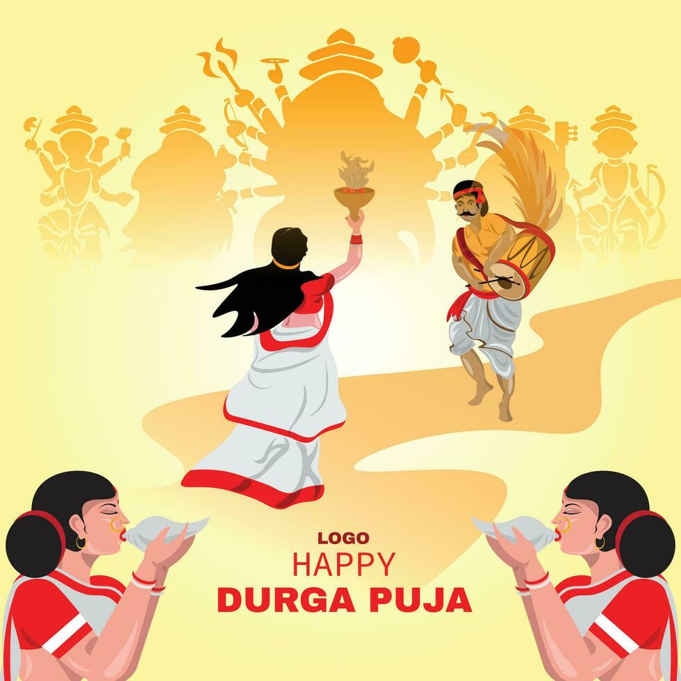 Durga pooja bandera vector