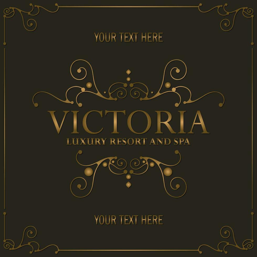 Luxury hotel label template. Trendy vintage royal ornament frames illustration. vector