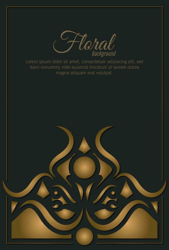 fondo de marco floral decorativo dorado de lujo vector