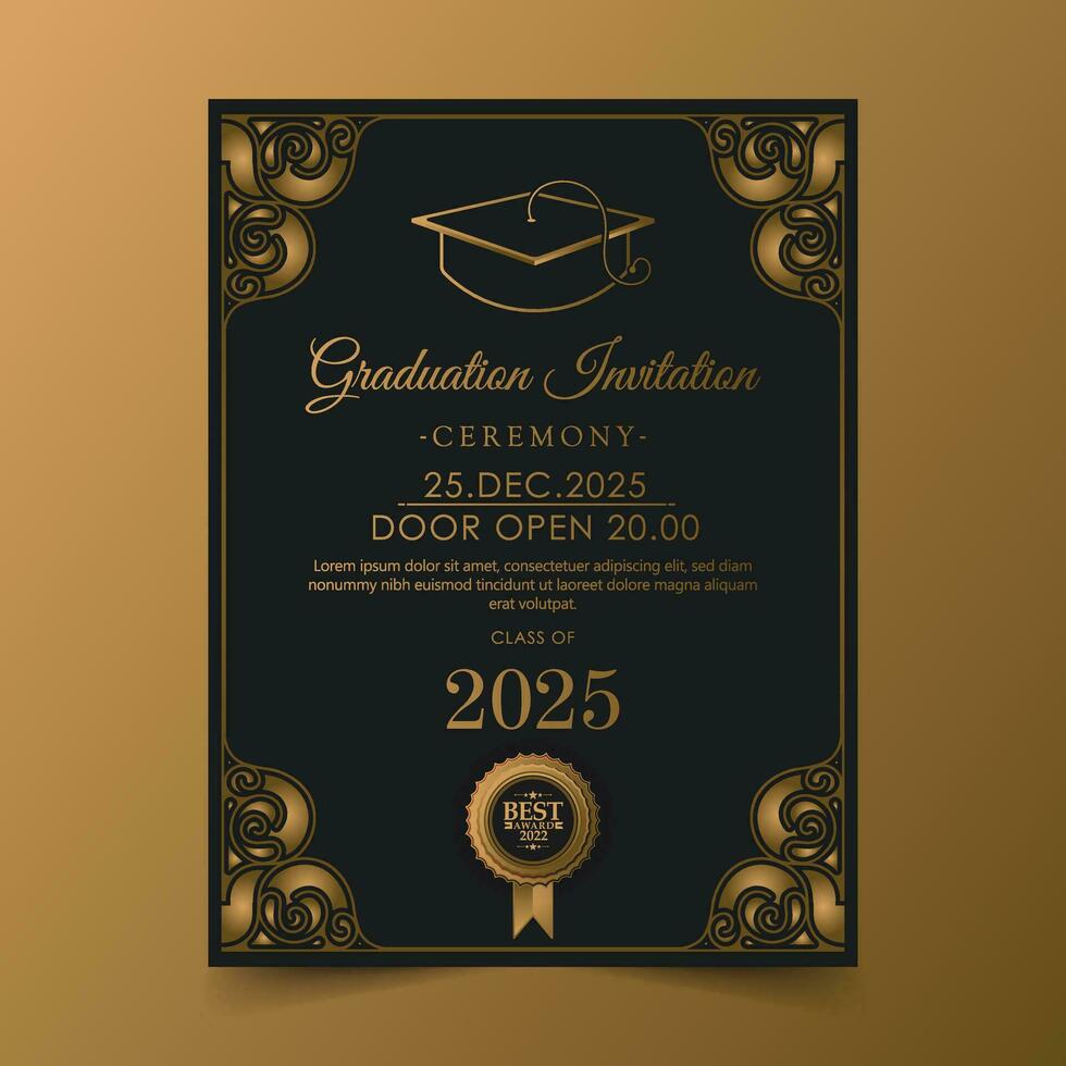 Elegant graduation invitation template with ornament vector