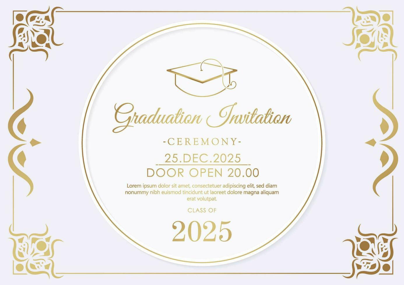 Elegant graduation invitation template with ornament vector