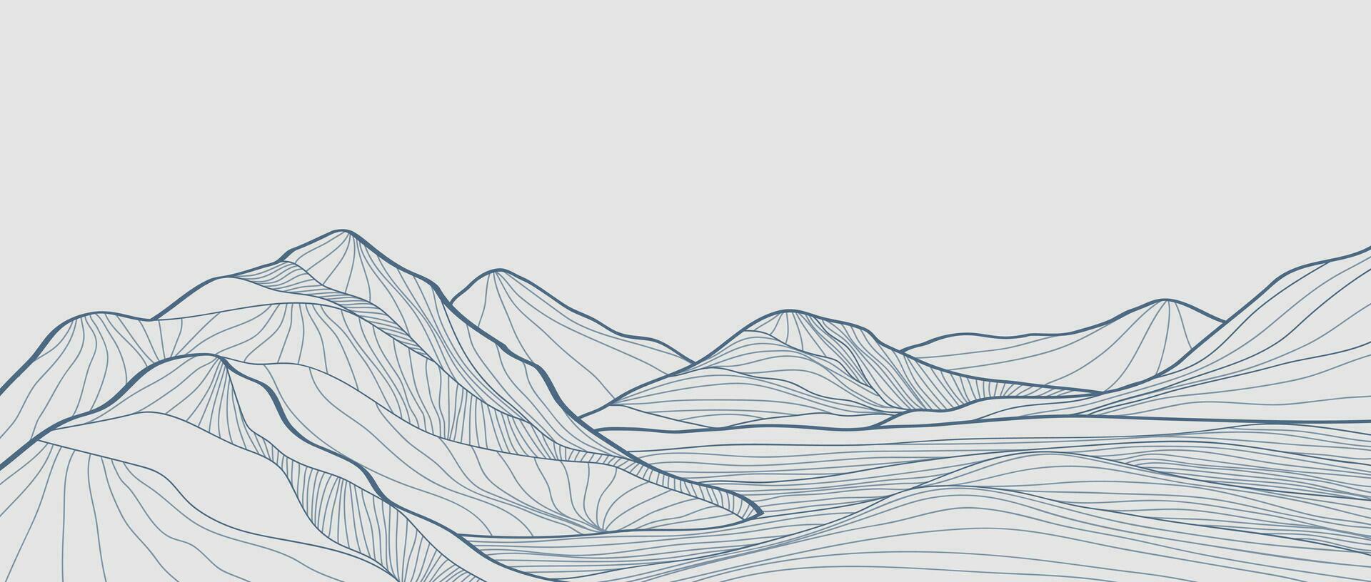 Mountain line arts illustration. Abstract mountain contemporary