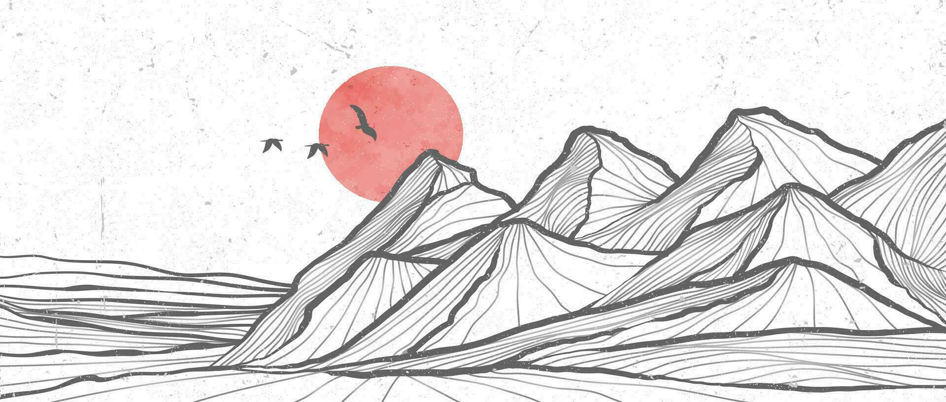 Mountain line art illustration. Abstract mountain contemporary aesthetic backgrounds landscapes. use for print art, poster, cover, banner vector