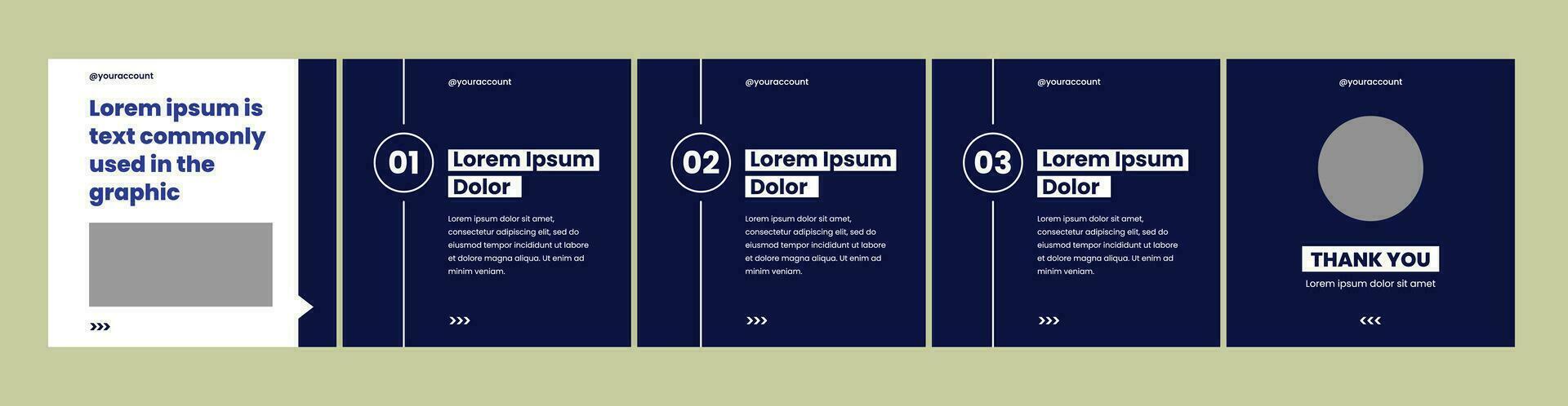 carousel template for social media posts in dark theme vector