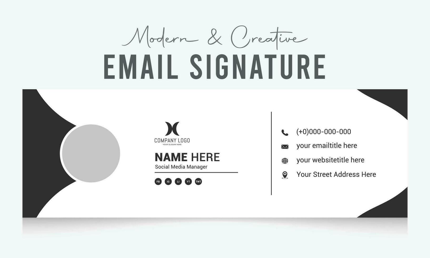 modern and creative email signature template design vector